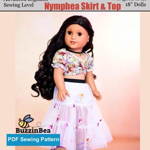 Modello per gonna e top Nymphea da 18 pollici per bambole, adatto a bambole come American Girl®