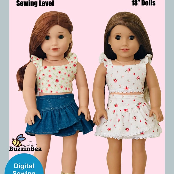 Azalea Skirt & Top 18 inch Dolls Pattern Designed to Fit Dolls such as American Girl® - PDF