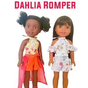 Dahlia Romper 18&quot; Doll Clothes Pattern Designed to Fit Dolls such as WellieWishers™ - PDF
