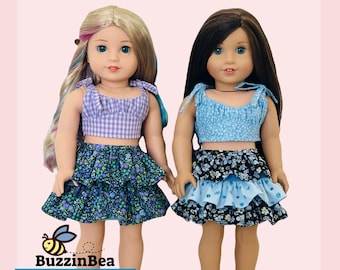 Modello per gonna e top in mélange da 18 pollici per bambole come American Girl® - PDF