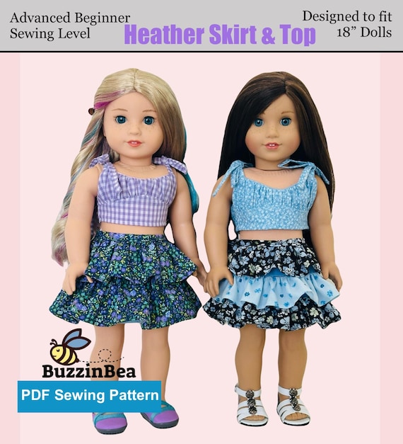 Heather Skirt & Top 18 inch Dolls Pattern Fits  Dolls such as American Girl® - PDF