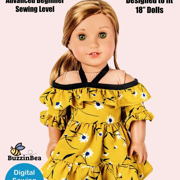 Wildflower Dress 18" Doll Clothes Pattern Designed to Fit Dolls such as American Girl® - PDF