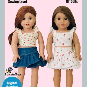 Azalea Skirt & Top 18 inch Dolls Pattern Designed to Fit Dolls such as American Girl® - PDF Digital Sewing Pattern