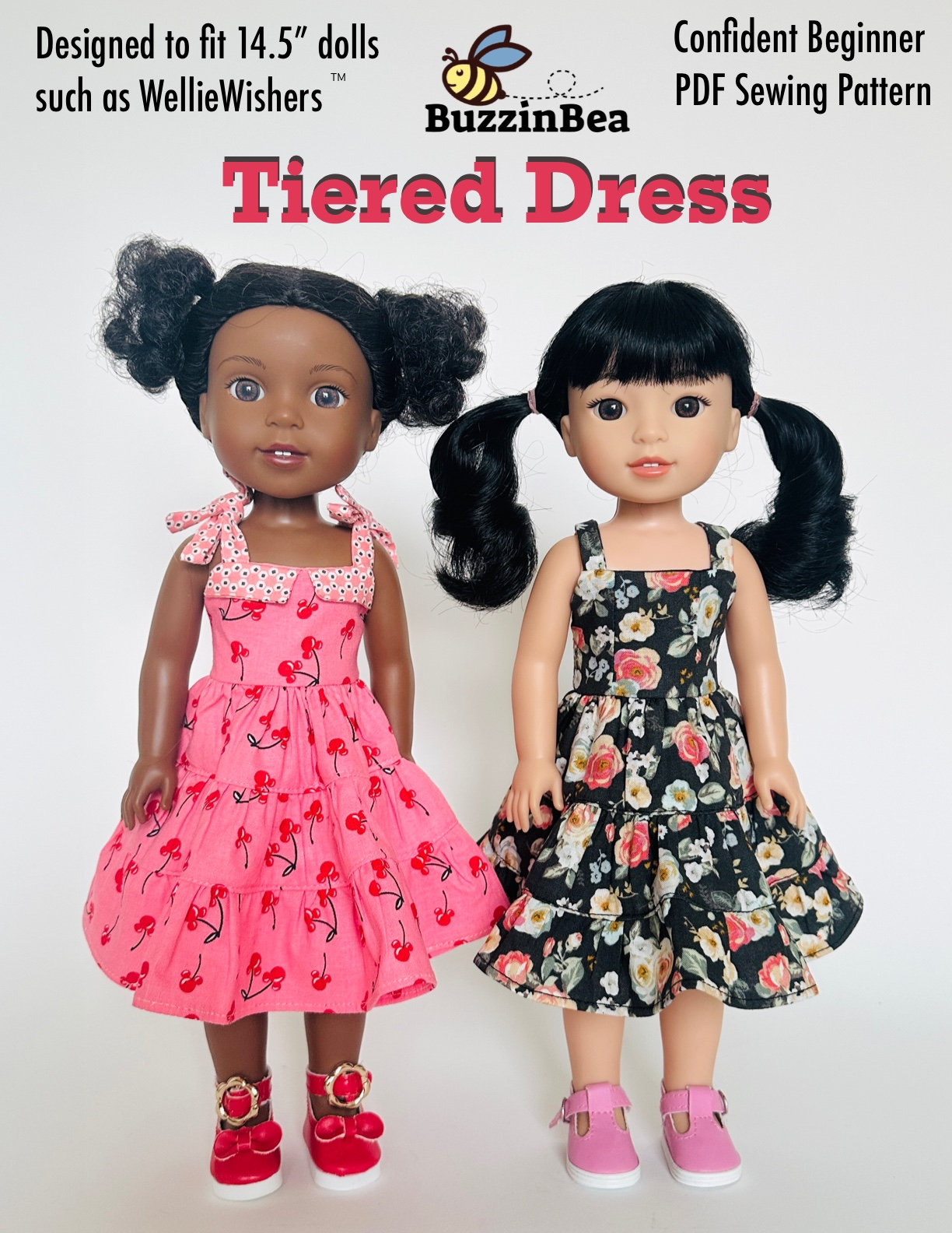 Tiered Dress for 14.5  inch Dolls such as such as WellieWishers™ - Digital PDF Sewing Pattern