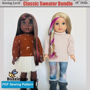 Modello di cucito per maglione chic – Adatto per bambole American Girl® da 18 pollici (modello PDF)