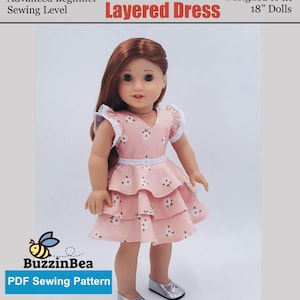 Patron de robe en couches pour poupées de 18 pouces telles que American Girl ® - Patron de couture numérique PDF