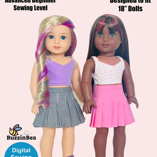 Cattleya Skirt and Top Pattern  for  18 inch Dolls Digital PDF Sewing Pattern Designed to Fit Dolls such as American Girl®