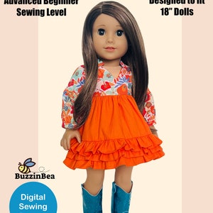 Iris Dress  for  18 inch Dolls  -  Fits Dolls such as American Girl® - PDF Digital Sewing Pattern