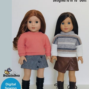 Zinnia Sweater and Skirt for 18 inch Dolls Pattern Designed Fit Dolls such as American Girl® - PDF Digital Sewing Pattern