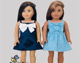 Bow Dress for 18 inch Dolls Pattern Fits  Dolls such as American Girl® - PDF