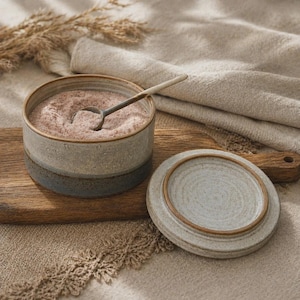 Contenedor Ocean | Tarro de Gres Artesanal | Cerámica de Doble Esmalte | Ø 11,5 cm