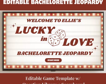 Lucky in Love Bachelorette Jeopardy Game, Editable Canva Template (Digital Download)