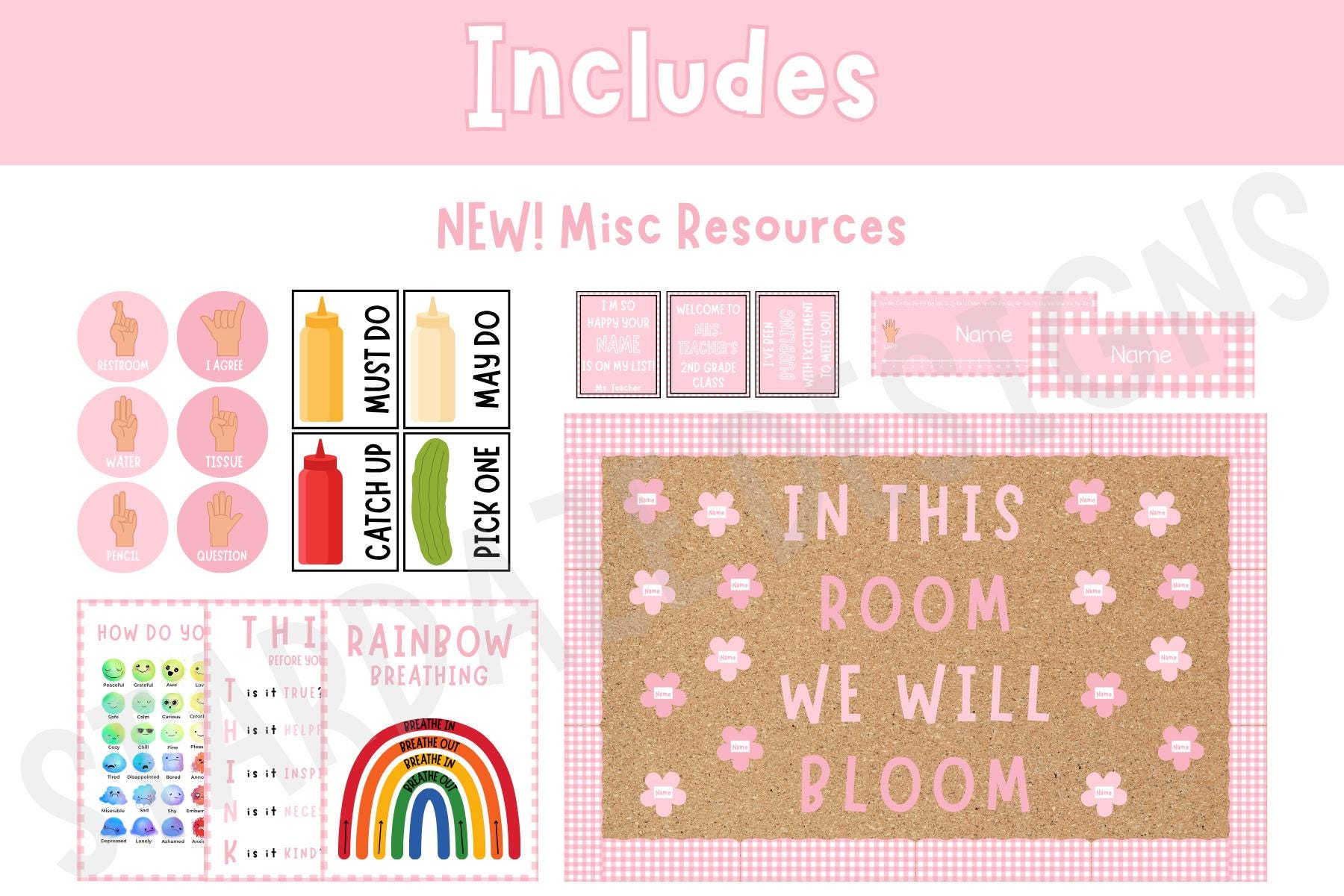Coquette Classroom Decor Bundle | Editable Canva Template - Etsy