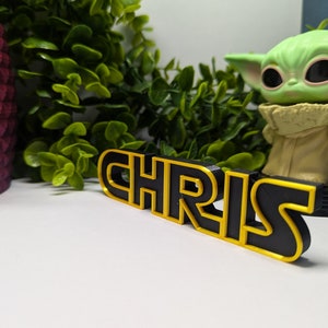 Personalized Name Stand Star Wars Themed Embellished with Your Name, Galactic Alias, Jedi Title, Bounty Hunter tag or GamerTag 3 CM Tall