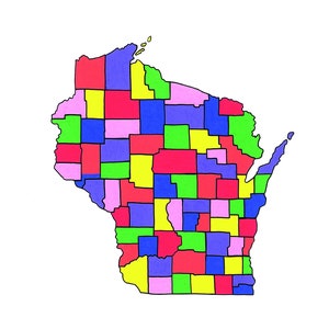 Wisconsin County Map - Art Print