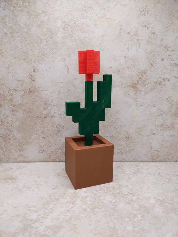 Tulip Pixelated Flowers | Minecraft Style Rose | 3D Printed | Custom Size/ Color | Great Gift for Gamer | Veteran Made in AZ.