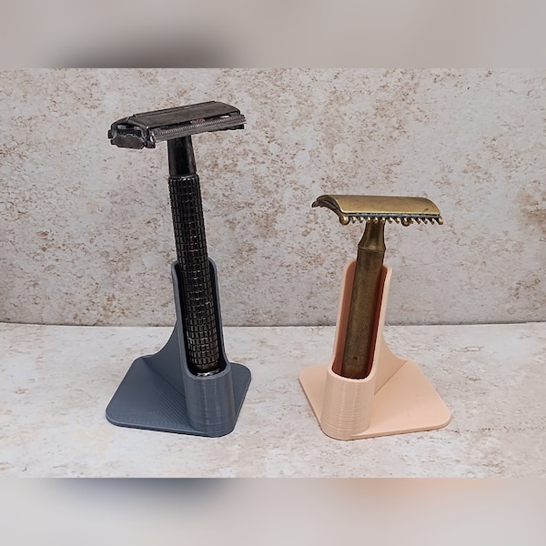 Safety Razor Display Stand | Square Base Safety Razor Holder | Great Gift for Husband, Boyfriend, Father. | 3D Printed