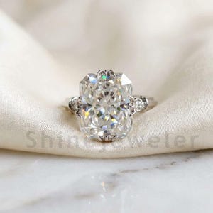 5,43 CT Radiant Cut Moissanite verlovingsring, verborgen halo solitaire ring, vintage geïnspireerde bruidsring, statement diamanten ring