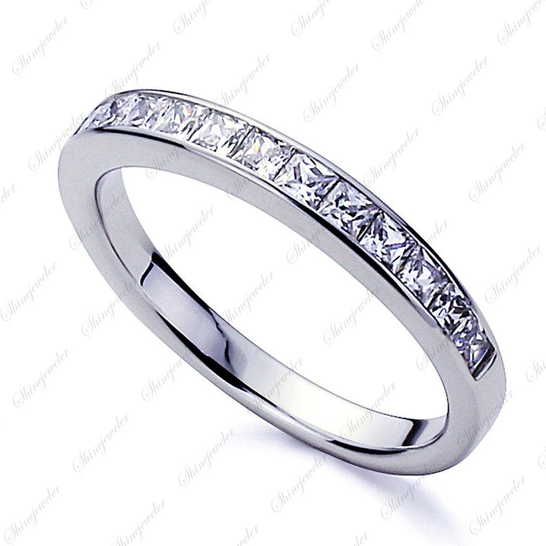 Princess Cut Half Eternity Ring Wedding Ring Stacking Ring - Etsy