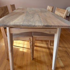 Table de salle à manger en érable massif | Meubles en bois personnalisés modernes minimalistes | 72" x 32" image 10
