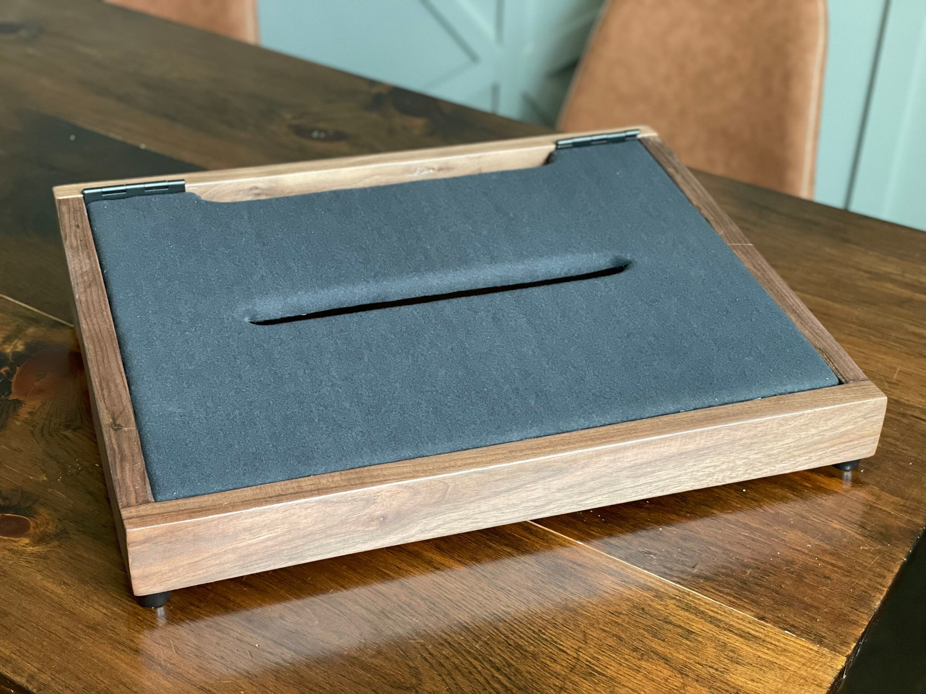 Walnut Guitar Effect Pedalboard Handmade, Dovetail Joints, Hinge Top With Velcro Carpet Etsy