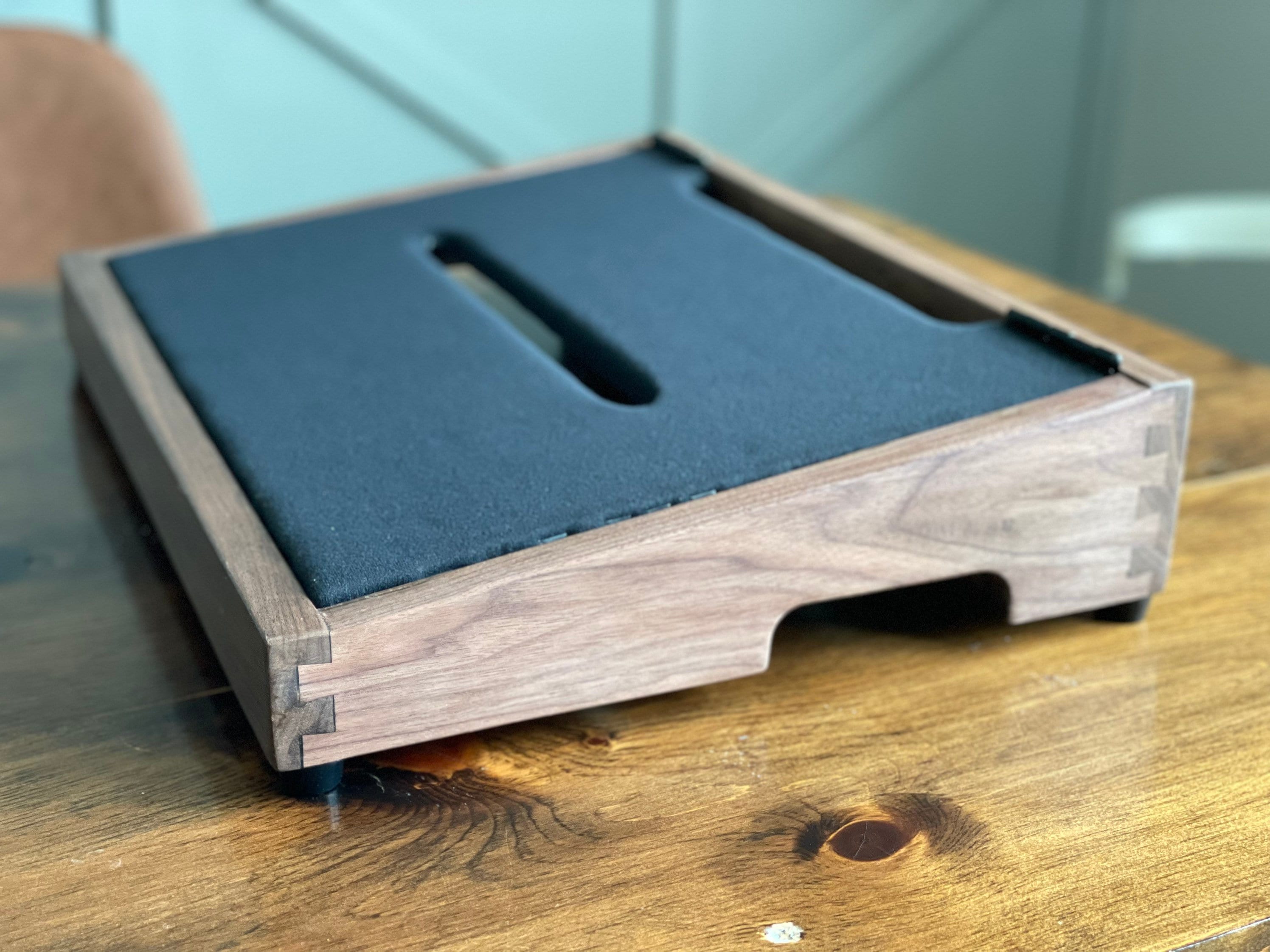 Walnut Guitar Effect Pedalboard Handmade, Dovetail Joints, Hinge Top With Velcro Carpet Etsy