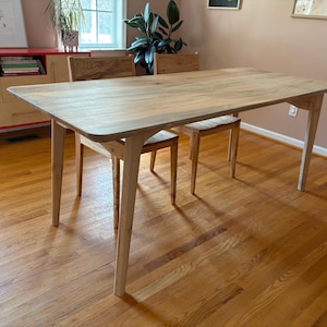 Table de salle à manger en érable massif | Meubles en bois personnalisés modernes minimalistes | 72" x 32" image 5