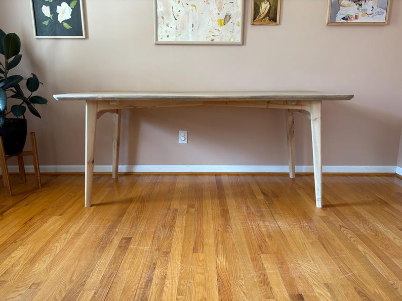 Table de salle à manger en érable massif | Meubles en bois personnalisés modernes minimalistes | 72" x 32" image 2