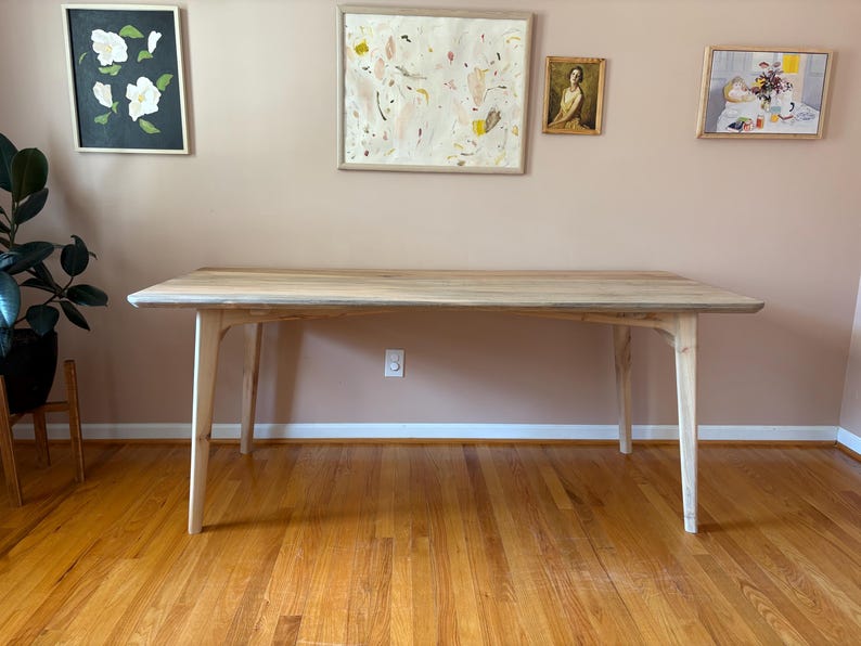 Table de salle à manger en érable massif | Meubles en bois personnalisés modernes minimalistes | 72" x 32" image 13