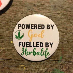 herba button pin 2.25 inches, herba pin, powered by god fuelled by herba, handmade pin button, herba
