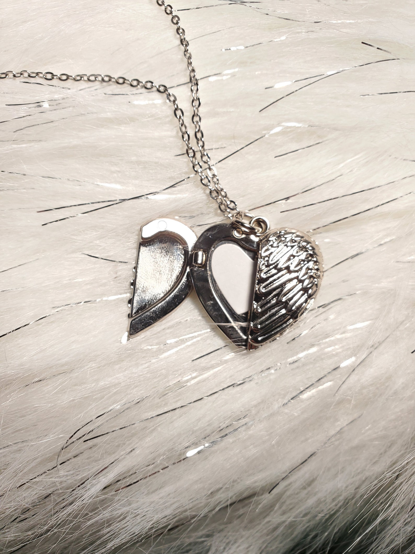 Heart with wings necklace locket sublimation heart heart for Etsy