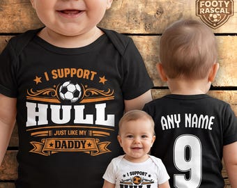 Hull Baby Grow – Personalised with Name & Number – Football Baby Gift