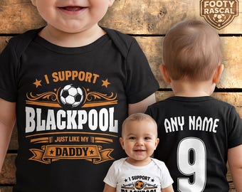 Blackpool Baby Grow – Personalised with Name & Number – Football Baby Gift