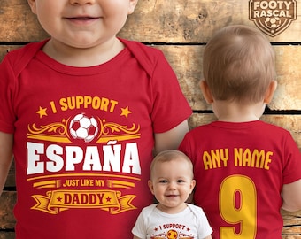 España Spain Baby Grow – Personalised with Name & Number – Football Baby Gift