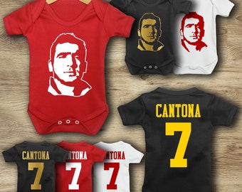Man Utd - Manchester - Eric Cantona - 7 - King - Baby Vest Suit Grow
