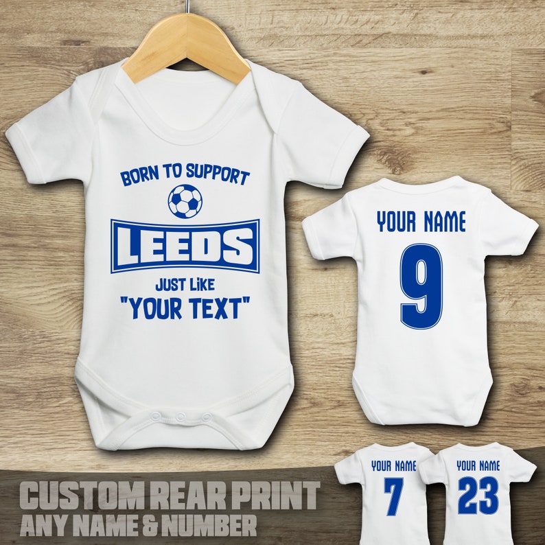 Leeds Football Born to Support Baby Vest Suit Grow image 2