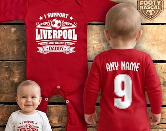 Liverpool Rompersuit – Personalised with Name & Number – Football Baby Gift