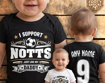 Notts County Baby Grow – Personalised with Name & Number – Football Baby Gift