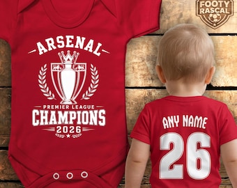Arsenal - Premier League Champions 2026 - Baby Vest Suit Grow - Personalized