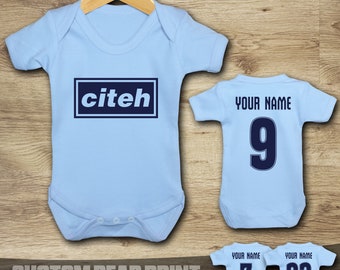 Man Citeh - Football - Oasis - Born to Support - Baby Vest Suit Grow