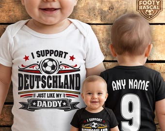 Deutschland Germany Baby Grow – Personalised with Name & Number – Football Baby Gift