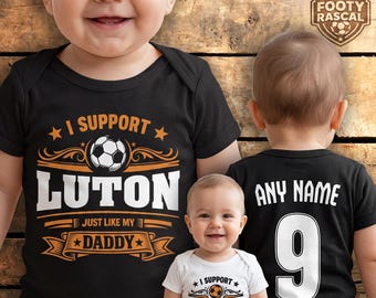 Luton Baby Grow – Personalised with Name & Number – Football Baby Gift