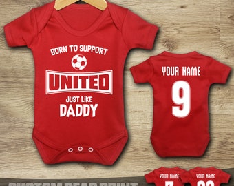 Man Utd - Manchester - Football - Born to Support - Baby Vest Suit Grow