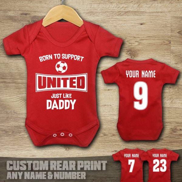 Man Utd - Manchester - Football - Born to Support - Baby Vest Suit Grow