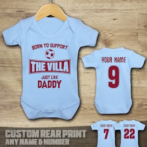 Aston Villa  football personalised baby grow bodysuit All sizes 