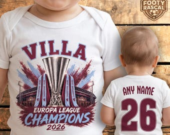 Villa - Europa League Champions 2026 - Baby Vest Suit Grow - Personalized