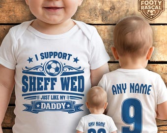 Sheff Wednesday Baby Grow – Personalised with Name & Number – Football Baby Gift