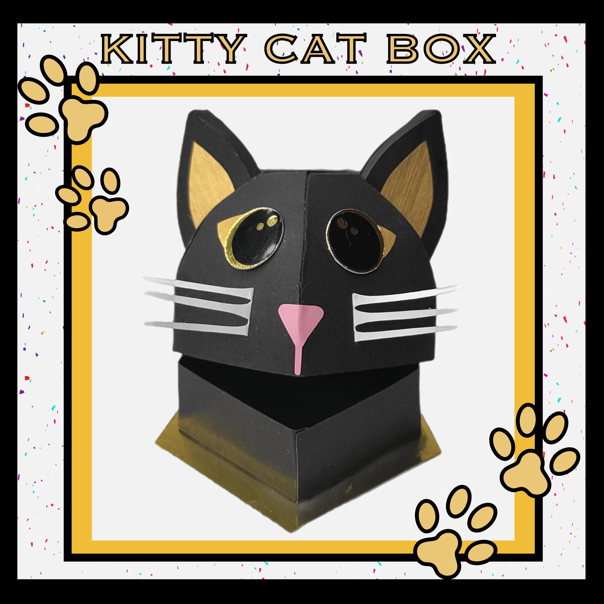 Kitty Cat Box SVG: DIY Paper Craft, Halloween Decoration (digital ...
