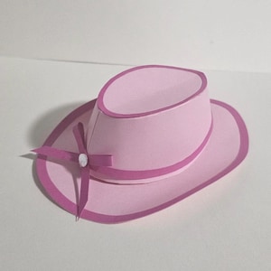 Caja de papel para manualidades con sombrero de vaquero, archivo digital SVG con instrucciones ilustradas, recuerdo de fiesta del oeste, caja de regalo DIY