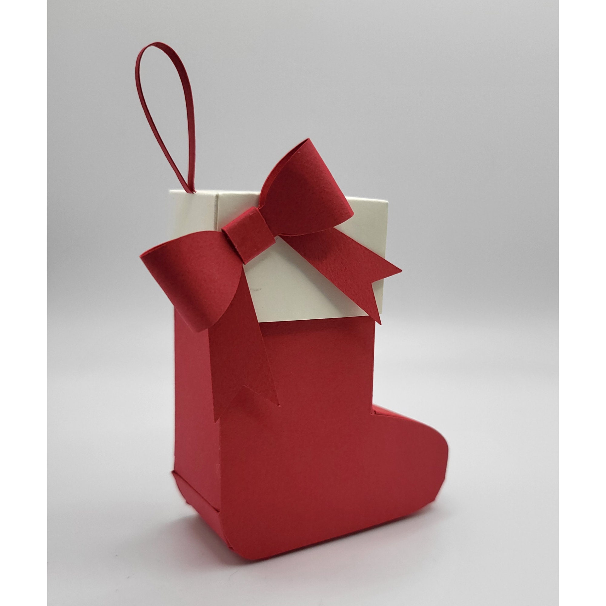 Christmas Stocking Upright Standing Box SVG & PNG DIY Paper Craft Cutting Machine Printable 